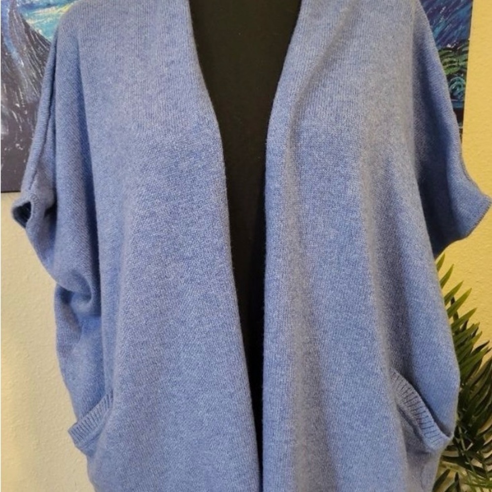 Women's Open-Front Light Blue Knit Cardigan Shrug